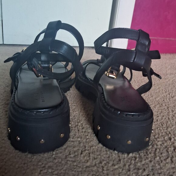 ASOS Design Forrest Leather Chunky Strappy Sandals Black and Gold | size 12 Wide - Picture 5 of 5